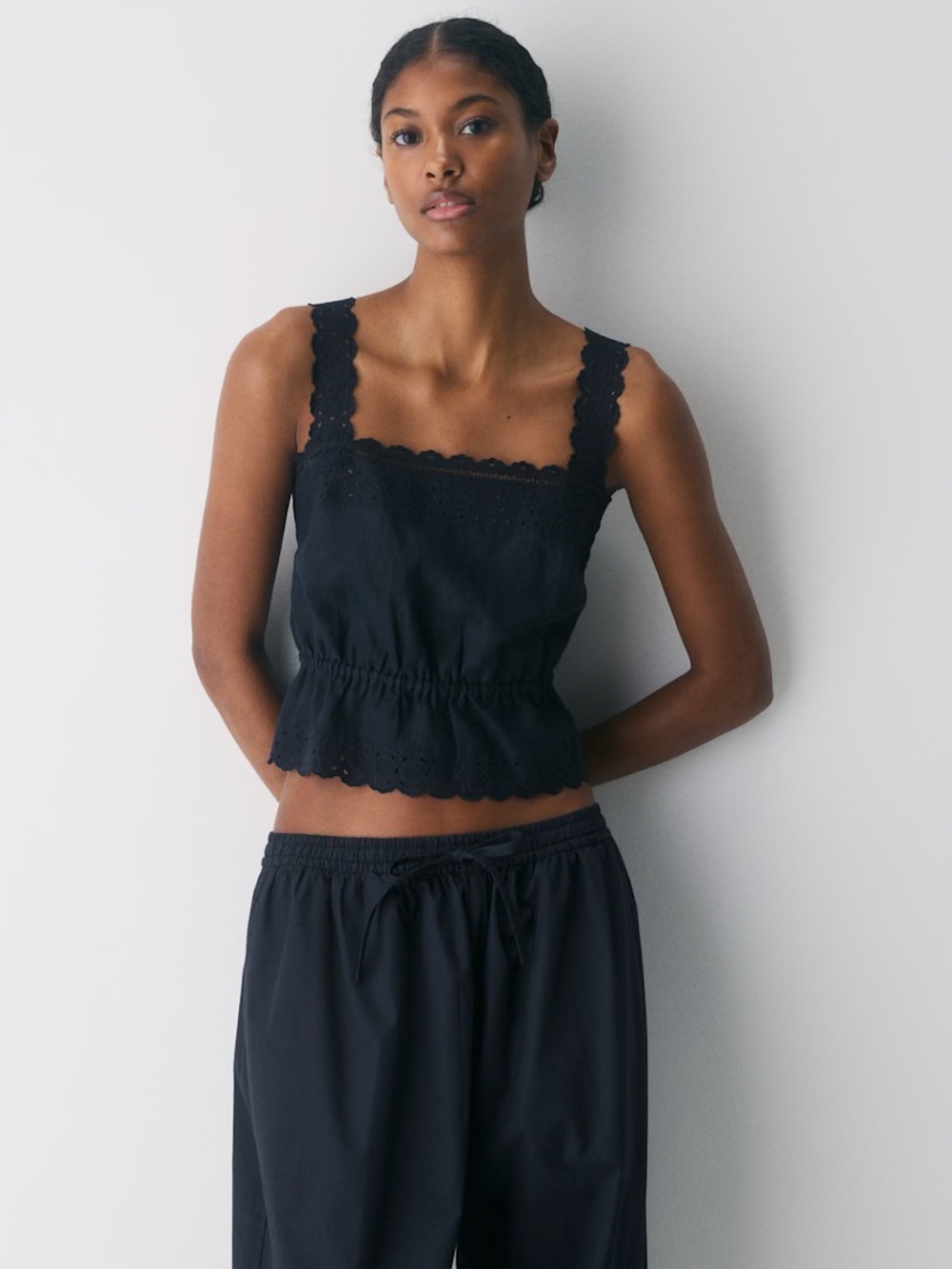 Aritzia Little Moon Driftline Linen Top Admiral Medium NWT - Picture 3 of 10